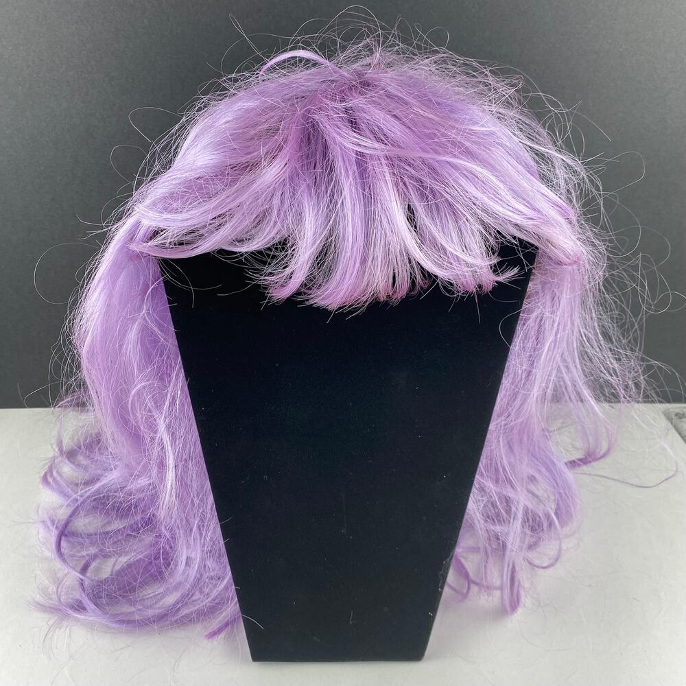 Lavender Purple Long Curly Costume Wig Bangs Halloween Cosplay Adult One Size